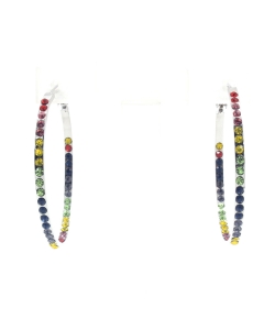 Multi-Color Rhinestone Hoop Earrings EH300011 GOLD MULTI